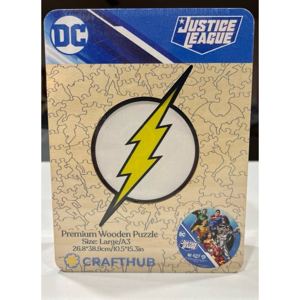 Crafthub Justice League Flash Logo premium wooden jigsaw puzzle.